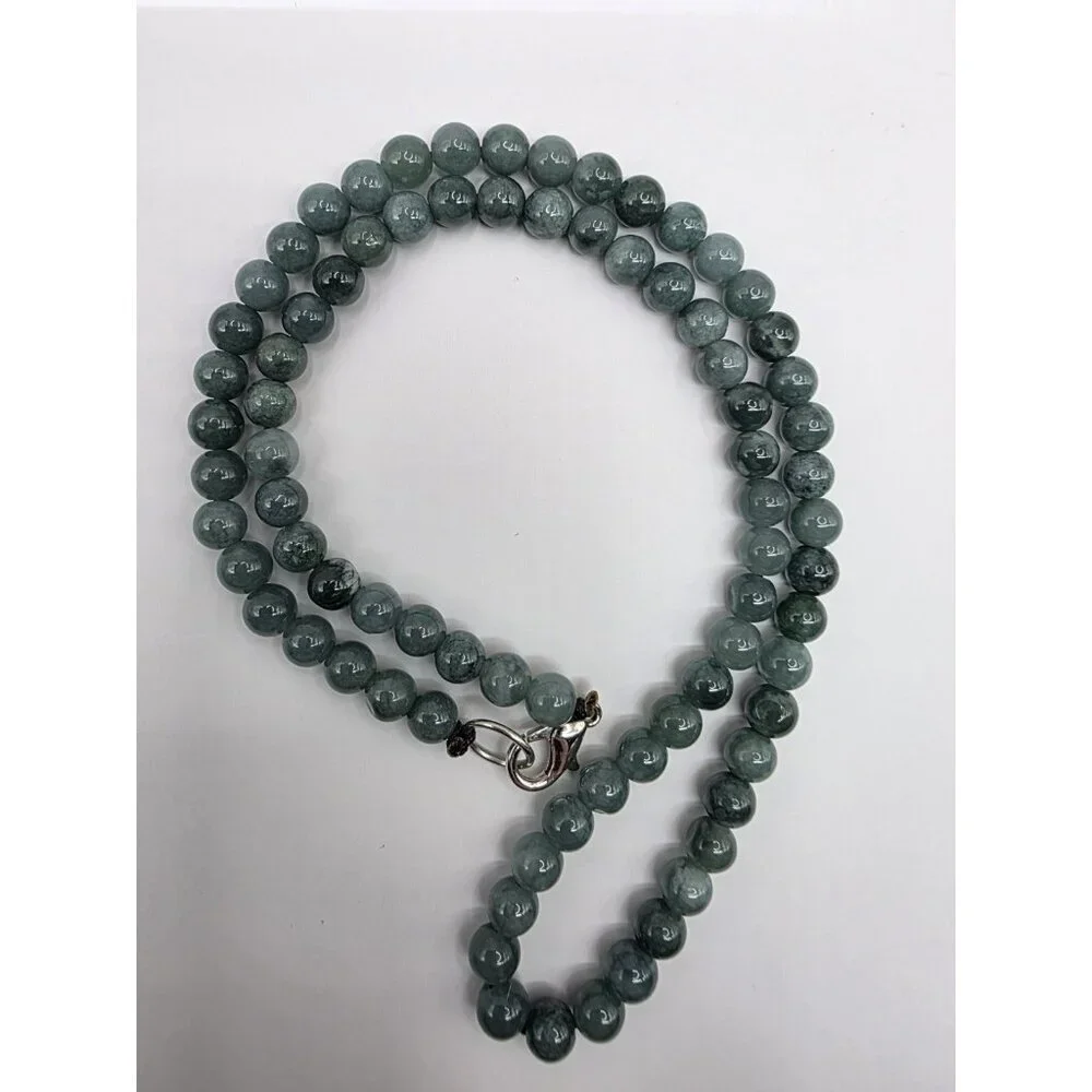 Grade A Jadeite Jade Green Round 3.8mm Beads‎ Necklace 16